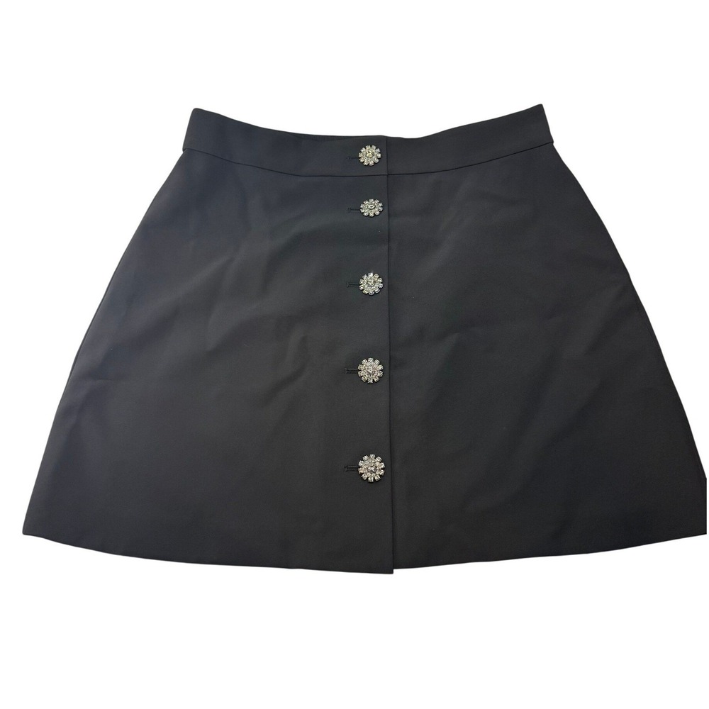 Kate Spade New York Black Crystal Button A-Line Mini Skirt Womens Size 14 NEW
